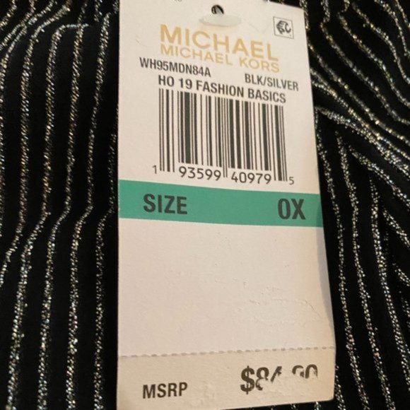 🌸Sale🌸 MICHAEL KORS Sparkle Strip Knit Top Black Silver Women Size WH95MDN84A - Picture 4 of 4